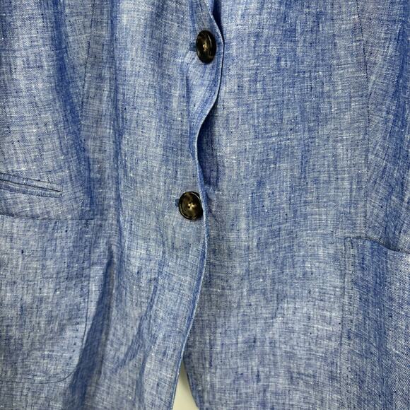 Talbots plus size chambray 100% linen blazer jacket button front lined size 24W - Picture 5 of 8